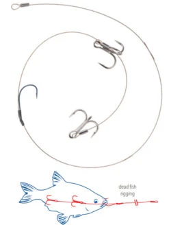 Dragon DRAGON Treble Hook Deadbait Leaders 12kg 50cm Hook Size 2