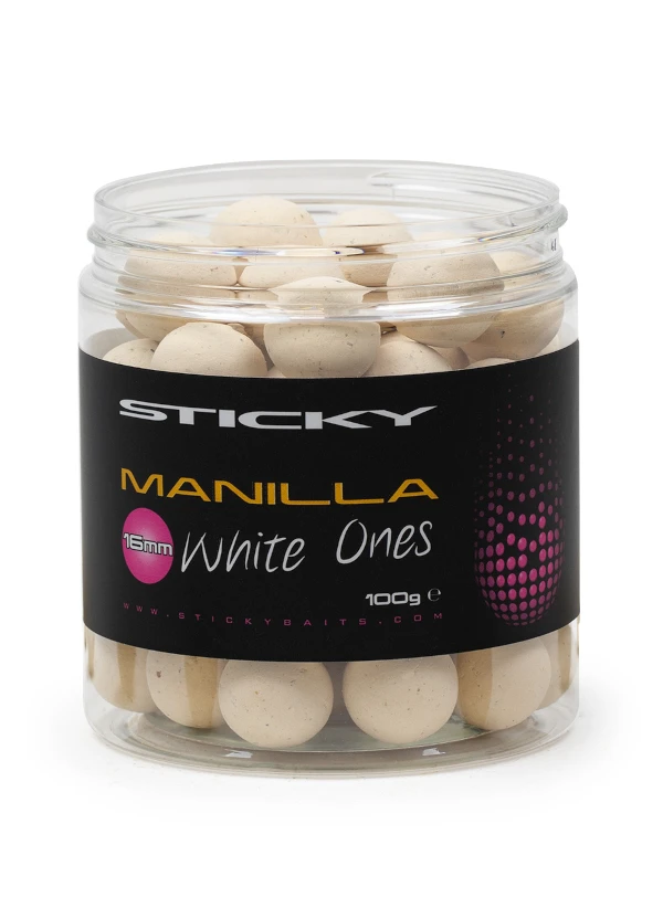 Sticky Baits Manilla White Ones 16mm 100gr Pot 3 Sticky Baits Manilla White Ones 16mm 100gr Pot
